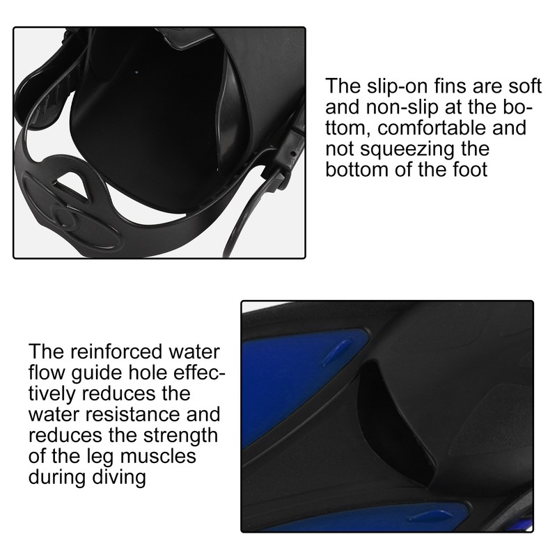 1 Pair Adjustable Swimming Fins TPR Open Heel Long Diving