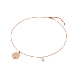 Valero Pearls Women's Necklace Stainless Steel with Preciosa Freshwater Cultured Pearl Approx. 7.6 mm, Stainless Steel, Crystal