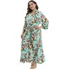 iFigure Women's Plus Size Long Robe Floral Bathrobes Dressing Gown