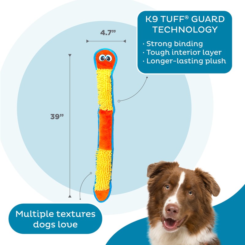 Outward Hound Durablez X-Large Nubby Snake Stuffing-Free Squeaky Plush Dog