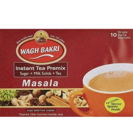 Wagh Bakri Masala Instant Chai Tea Premix, Milk, Sugar Tea 140g 10 Count Sachets