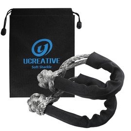 Ucreative 2Pcs Synthetic Soft Shackle 1/2 Inch x 22 Inch (56,000lbs Breaking Strength) with Extra Sleeves (Gray)
