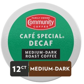 Community Coffee Cafe Special Decaf 12 Count Coffee Pods, Medium Dark Roast, Compatible with Keurig 2.0 K-Cup Brewers, 12 Count (Pack of 1)