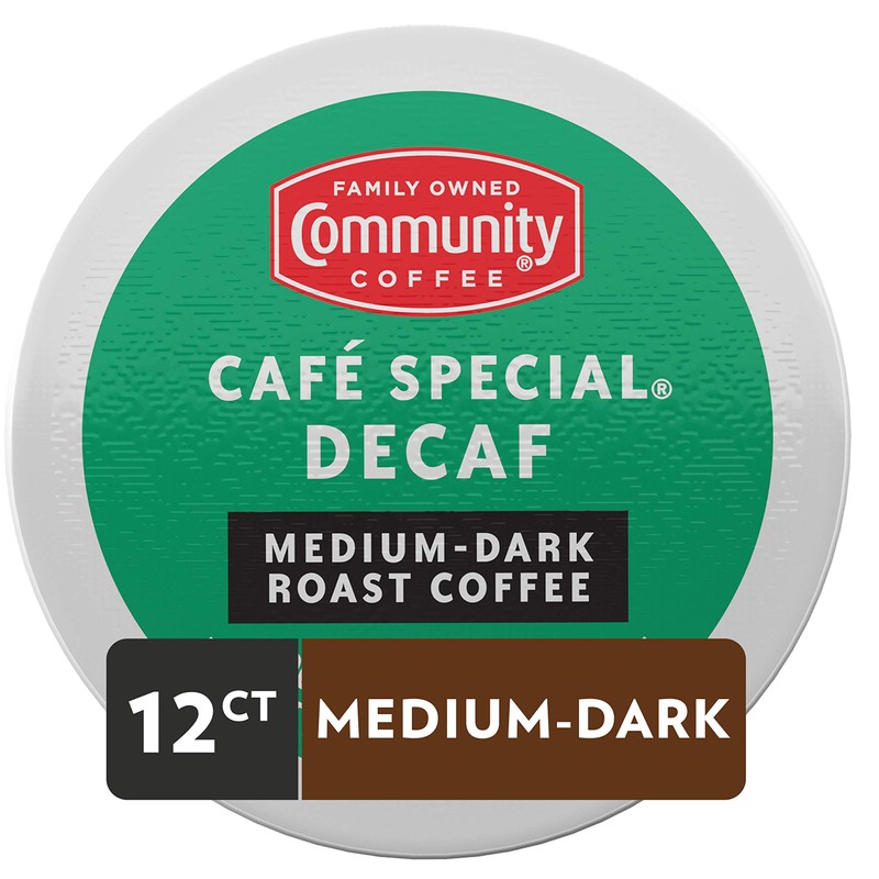 Community Coffee Cafe Special Decaf 12 Count Coffee Pods, Medium