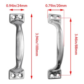 Mormchlots 12Pcs 3.94"/100mm Stainless Steel Gate Handles, 3.94 Inch Silver Garage Door Handles, Screen Door Handle, Shed Door Handle for Outdoor Wooden Fences