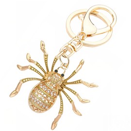 YONGYAN Spider Rhinestone Cute Keychain Purse Bag Buckle Ladies Bag Pendant Charm Insect Animal Car Keyring for Women (Gold)