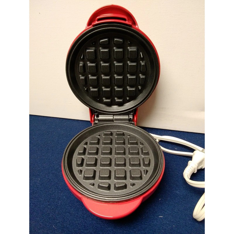 Nostalgia MyMini Waffle Maker Red 5 Inch Non-Stick Compact Size