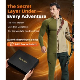 romision Thermal Underwear Long Johns for Men Fleece Lined Base Layer Cold Weather Hunting Gear Bottom and Top Set