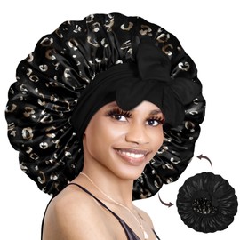 BONNET QUEEN Silk Bonnet for Sleeping Satin Bonnet Hair Bonnet Braid Bonnet Double Layer Tie Bonnet Night Hair Wrap for Women Curly Hair