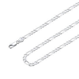 Suplight Silver Figaro Chains for Women 18 inch Real Sterling Mens Chain 3mm