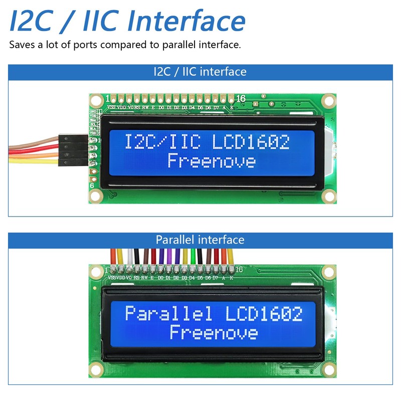 Freenove I2C IIC LCD 1602 Module, New Type TWI Serial