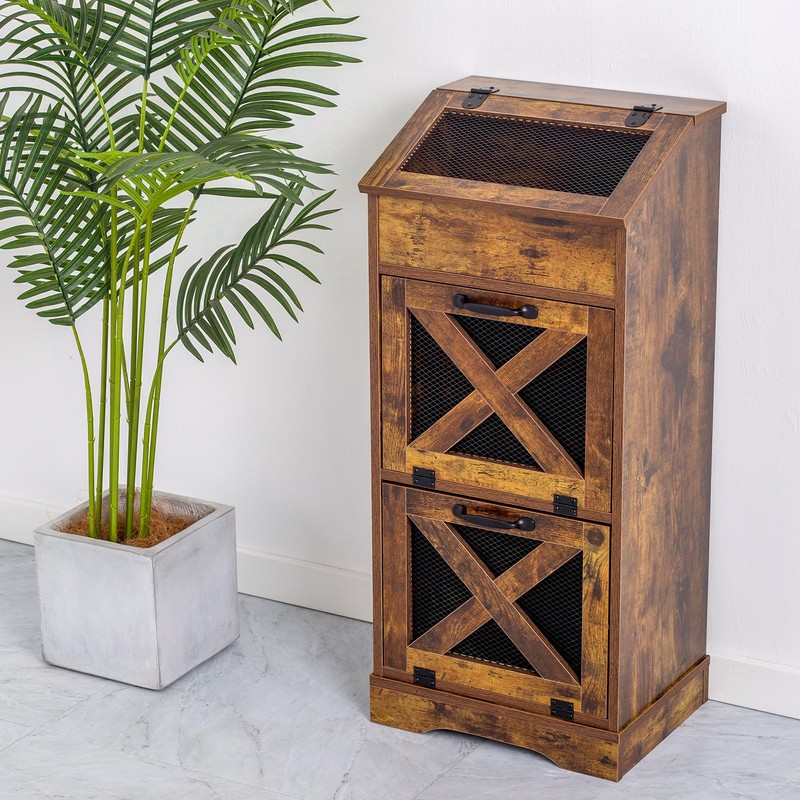 TDLEAYYD Potato Storage Bin Wooden Bread Box, Mid Century Modern