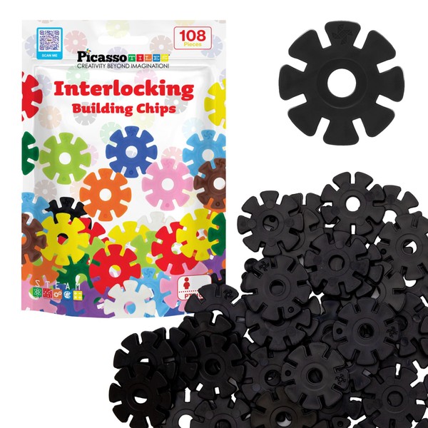 PicassoTiles Building Chip Interlocking Disc Construction Blocks in Black Color