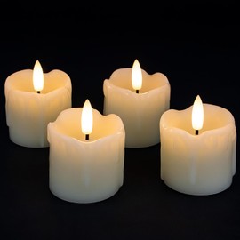 Rhytsing 4 Velas votivas sin llama cera real con temporizador, velas de pilas con llama para corona de Navidad, 5cm x 5cm