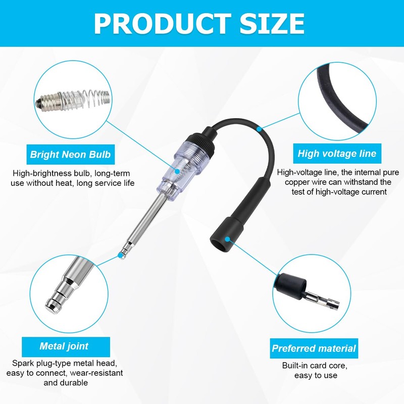 LKAHG 2PCS Car Inline Spark Plug Tester, Auto Straight Boot
