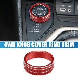 A ABSOPRO Car SUV 4WD Terrain Knob Cover Trim for Jeep Cherokee 2014-2021 for Jeep Compass 2017-2021 for Jeep Renegade 2015-2021 Red