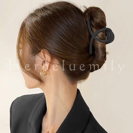 Herbeluemily Hair Clip, Hair Claw, Dakar Hair Claw, Cross Line, Small, Mini, Matte, Black