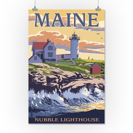 York, Maine - Nubble Lighthouse (16x24 Giclee Gallery Print, Wall Decor Travel Poster)