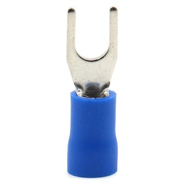 Baomain - Conector de alambre de horquilla con aislamiento, terminal de crimpado eléctrico, 14-16AWG, 1.5-2.5 mmq, EE. UU. #8, azul (200 piezas)