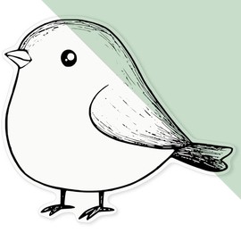 'Cute Fat Bird' Clear Sticker Decal – Waterproof Film for Windows, Cars, Walls & Crafts, XL (460mm) (DC00140271)