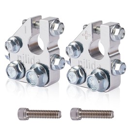 Battery Terminal Connectors,Multi Power Block,Positive & Negative(+/-),Applicable to SAE,5 Way Battery Terminal Clamps for Marine Car Boat RV and Vehicles, Aluminum 1Pair