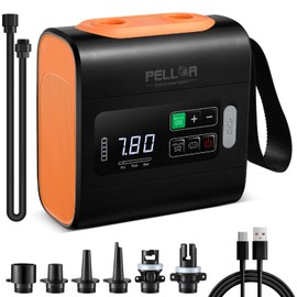 PELLOR Electric Paddle Board Pump, 22PSI High Pressure SUP Electric Air Pump,Intelligent Dual Stage Inflation & Deflation, Auto-Off Air Pump for Stand Up Paddle Boards, Kayaks,Mattress,Tents