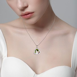 TIMFROZ Father Daughter Necklace 925 Sterling Silver Love Heart August Birthstone Peridot Color Necklace I Love You Forever Necklace Jewelry Anniversary to My Daughter from Dad for Father's Day