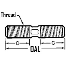 TE-CO 41002 - 7/8"-9 x 31/2" OAL Driver Stud, USA - 4 pieces