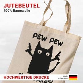 tradercat Jute Bag Printed Vintage Funny Saying Fabric Bag Printed for Shopping Jute Bag Aesthetic as a Fashion Accessory Jute Bag Saying, 100% Cotton (Pew Pew Madafakas), natural