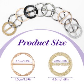 PEOVLVN 10 Pcs Shirt Ties Clips, Scarf Rings and Slides for Scarves Fashion Cinch Clip Shirt Clips for Women Clothing Tops Side Waist Tightener Loose Clothes Corner Knotted Button