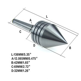 HFS(R) Heavy Duty Live Tailstock Center with 60 Degree Tip Wood Lathe Tool for Woodworking Projects (#1 Morse Taper)