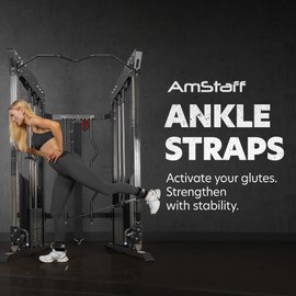 AmStaff Fitness Ankle Straps for Cable Machines – Padded Gym Ankle Cuffs for Glutes, Legs, and Booty Workouts – Adjustable Cable Attachments for Women & Men – One Size (Pink, Pair)