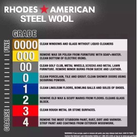 Steel Wool 12 pad Super Fine Grade #0000 Rhodes American Final Finish DEAL!!