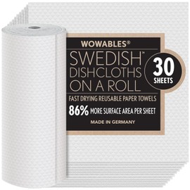 LOLA Swedish Dishcloths for Kitchen - 30 Pack, Ultra Absorbent Sustainable Cleaning Cellulose Sponge Dish Cloths, Reusable Paper Towels, Washable, 10.625" x 9.75" Made in Germany