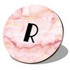 1 x Round Coaster - Letter R Marble Stone Texture