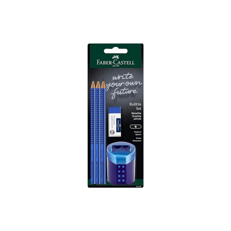 FABER-CASTELL Grip 2001 217083 Pencil Set with Eraser, RollOn Pencil