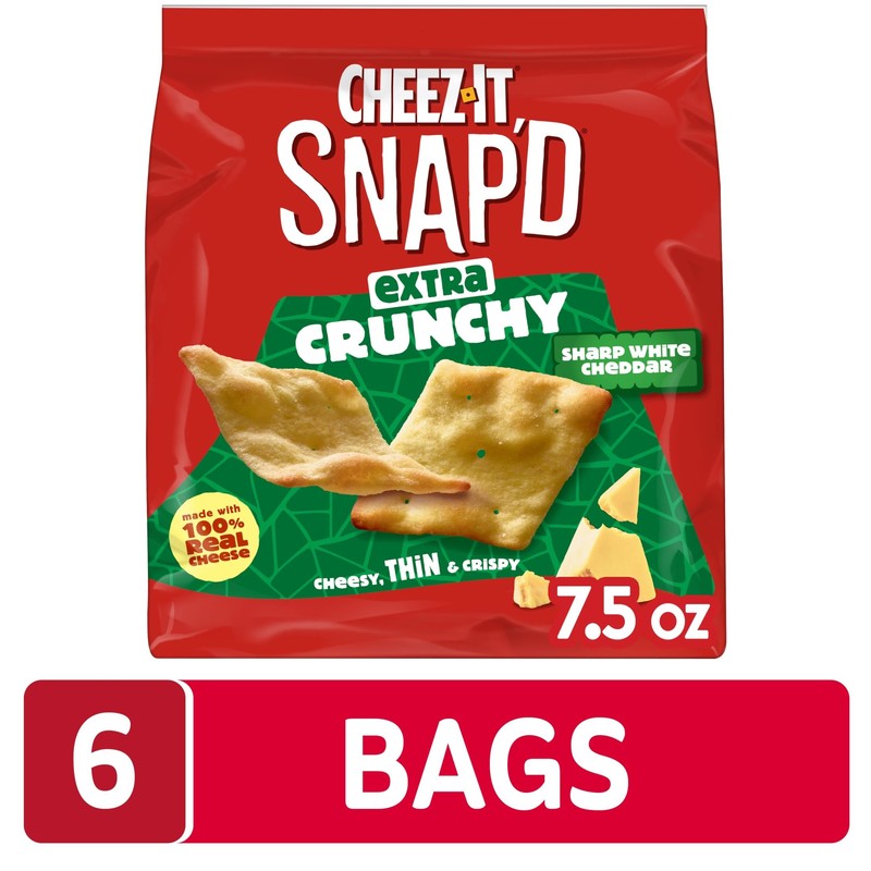 Cheez-It Snap'd Cheese Cracker Chips, Thin Crisps, Extra Crunchy, Sharp
