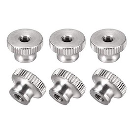 sourcing map Knurled Thumb Nuts, 6Pcs M5x0.8mm 304 Stainless Steel Round Knobs Fasteners for 3D Printer Parts, Silver Tone