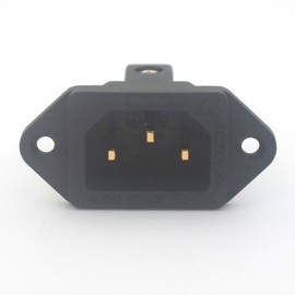 Dufray HiFi Power Inlet IEC C14 Panel Mount AC 250V 10A Hi-end Power Connector Socket Screw Lock 3 Pins Gold-Plated Pure Copper Power Chassis Audio Power Socket for Power Filter Speaker Amplifier