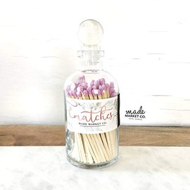 Lavender Tip Colored Matches. Match Sticks Ball Glass Top Bottle. Farmhouse Home Decor. Unique Gifts for her. Best Seller Most Popular Item