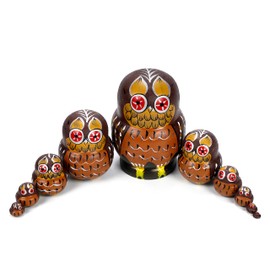 Felizly Matryoshka Owl 10 Layers Nesting Wooden Owl Matryoshka Doll
