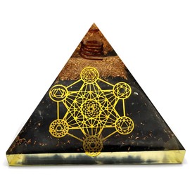 NewAgeHealings Shungite Crystal Orgonite Pyramids with 7 Chakra Metatron Cube | Organite Crystal Pyramids for Positive Energy (Organite Pyramid EMF Protection)