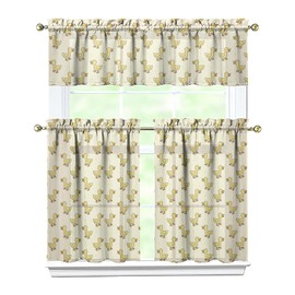 Sunopas Duck Curtains Valances and Tiers Set for Windows, Bathroom Window Curtain Valance 3 Piece Sets for Animal Lovers,Kitchen Decor for Living Room,54''x 36''