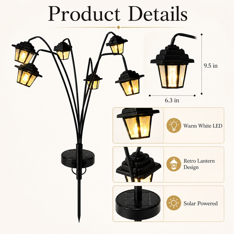 Solar Hanging Lanterns for Outdoor Decor – 4-Pack Warm White