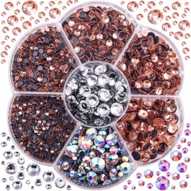 BLINGINBOX Hotfix Rhinestones, 3000pcs Clear Hotfix Gems Crystal Rhinestones for Clothes DIY Craft Sewing and Decorations, Round Mixed Sizes SS6-SS30 (Champagne)