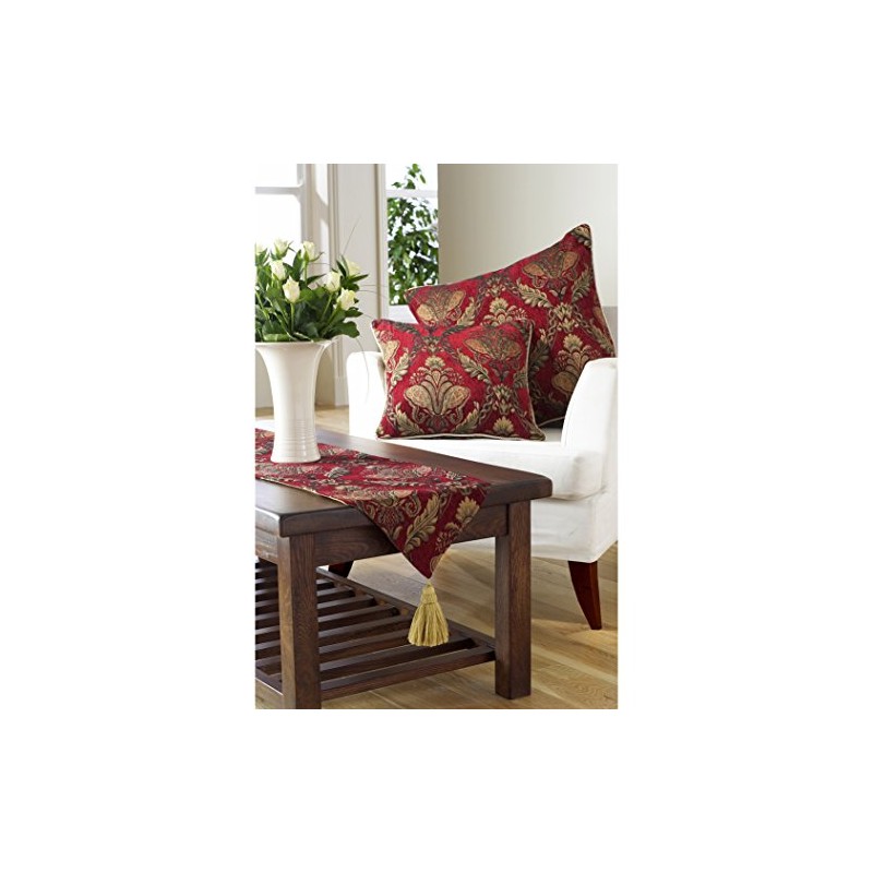 Shiraz Table Runner - Burgundy Red and Gold - Embroidered