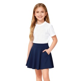 Ekfewou - Faldas deportivas para niñas pequeñas, con bolsillos, Azul marino, 6-7 Años