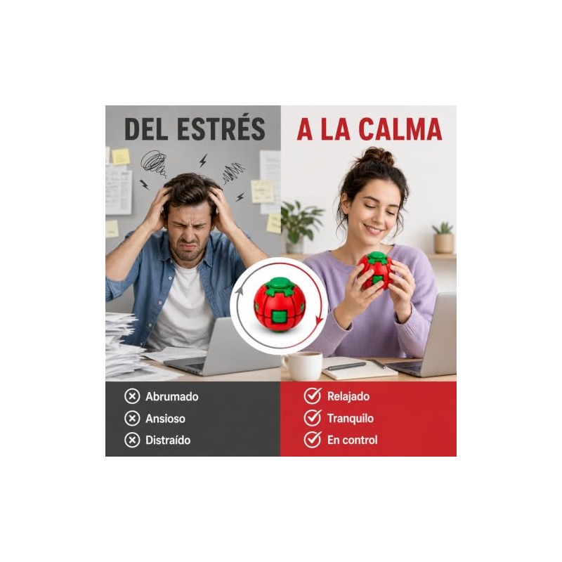 Pelota antiestrés giratoria 360°, Spinner de presión transformable