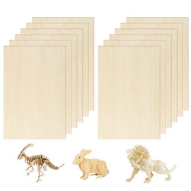 Pack of 12 Plywood Sheets 2 mm, Wooden Board 30 x 20 cm, Plywood 2 mm, Thin Sheets Made of Balsa Wood, for Wood for Crafts, DIY Model Crafts, Pyrography, Model Making