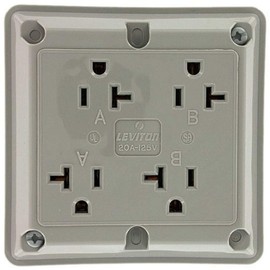 Leviton 20A, 125V, Industrial Series Extra Heavy Duty Grade, 4-In-1 Receptacle, Straight Blade, Grounding, 21254-GY, Gray
